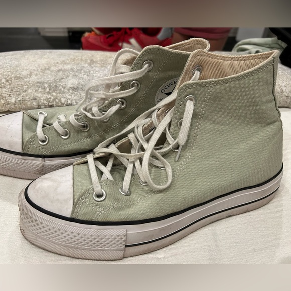Sage green converse platform high top size 8 - Picture 1 of 4